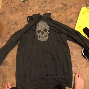 Bedazzled skull hoodie (sorry for weird angle)